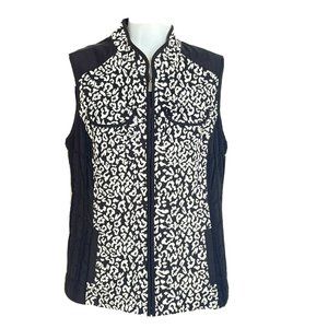 Chico's Black White Animal Print Quilted Vest XS